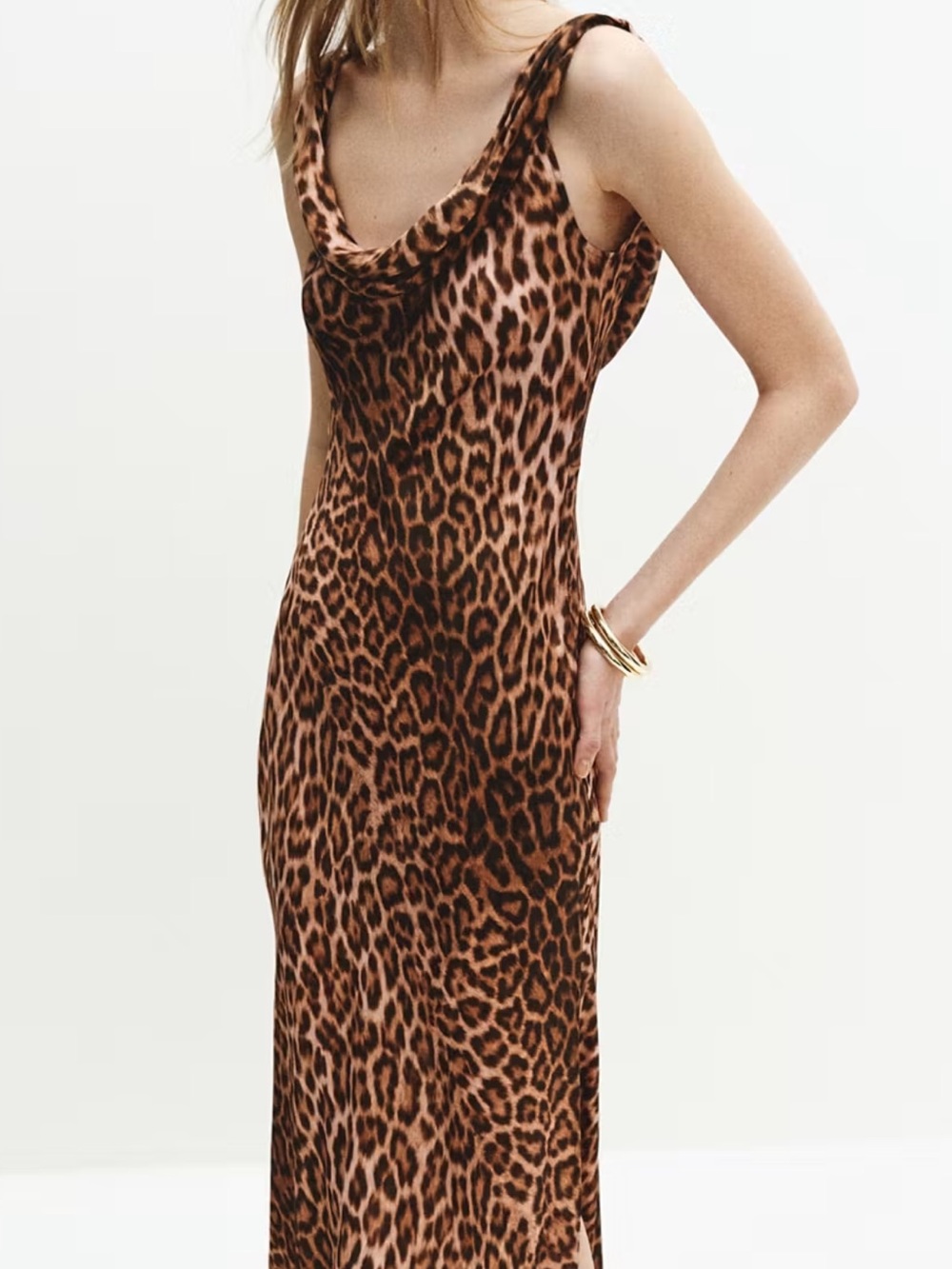 Must Go‼️ NWT Mango Leopard Print Cowl Neck Maxi Dress